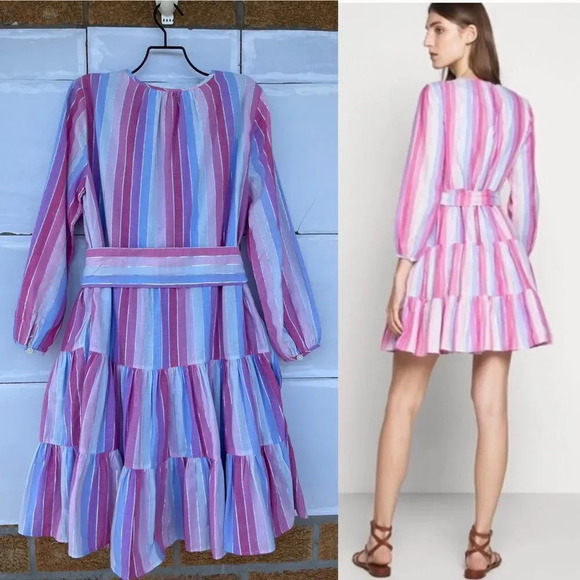 J Crew belted button-up dress in pastel stripe XS - Picture 2 of 15